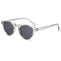 Retro-Sonnenbrille mit transparent grauem Rundrahmen und dunklen Gläsern im Vintage-Stil - Sonnenbrille / Transparenter Grauer Rahmen Graue Linse