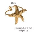 Detalle de anillo abierto de estrella de mar de 20mm y 1,8g en acabado dorado lujoso - Dorado