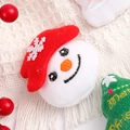 Cute plush Christmas snowman badge accessory with red snowflake hat and festive embroidery - Small Snowman - No Brooch (Patch)