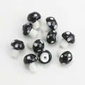 Handmade black and white polka dot glass mushroom beads for DIY jewelry making - Black