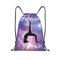 Detail van de trekkoordtas met sterrenstelselprint en Forever a Gymnast silhouet - Sterrenhemel Gymnast (jiayingskd50)