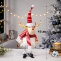 Decoration de poupee de renne en peluche de Noel avec long chapeau et bois lumineux. - Renne de Noël de Ski Rouge (Avec Vêtements)