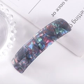 Detailed close-up of checkered acetate hair clip with iridescent shell texture finish - 39# Spring Clip (Holographic Shell Texture)