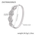 Bracciale rigido in acciaio inossidabile argento con doppia fila di zirconi lucidi - Z437-Bracciale Rigido Geometrico Pavé di Lusso Colore Acciaio
