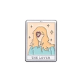 Emaille-Anstecknadel Tarot Die Liebenden mit blondem Charakter und Herzaugen in Minzgrün - Tarot Die Liebenden (QHXZ2152)