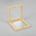 Creamy beige square PE film floating display box for jewelry and ring storage - Yellow; 7*7*2