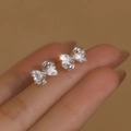 Orecchini a fiocco in argento S925 con scintillante zircone bianco a forma di cuore - Argento 925 / Argento