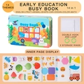 Montessori 14-in-1 dinosaur busy book with hook and loop stickers for toddlers - New Style 5-Small Animal Bus