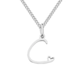 Elegant silver initial C necklace with dainty heart detail for women, durable stainless steel - Letter C / Steel