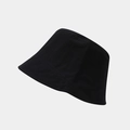 Close-up of the reinforced stitching and durable cotton texture on this black bucket hat - Black