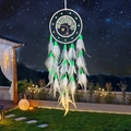 Acchiappasogni con perle luminose piume bianche e design albero della vita per pareti - Finished Product / Bianco