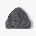 Dark grey chunky knit beanie with honeycomb texture and cuffed design for winter warmth - One Size / Dark Gray