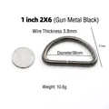Metall-D-Ring in Gunmetal-Grau mit 38mm Innendurchmesser und Münze zum Größenvergleich - 1.5 Zoll (Innen 38mm) / Gunmetal