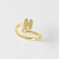 18k vergulde ring met micro-pave zirkoon letter H-ontwerp en een ronde centrale steen - Letter H