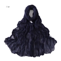 Detail shot of navy blue pleated scarf with lightweight breathable linen cotton texture - 11# Dark Blue