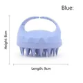 Blue silicone scalp massage brush with ergonomic handle for hair washing 9x8cm - Wheat Blue