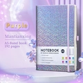 A5 purple starry laser glitter notebook with elastic strap and 192 dot grid pages - A5 Strap Lined Notebook / Purple Baby's Breath