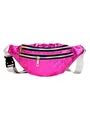 Pink holographic laser fanny pack with multi-zipper compartments and adjustable strap - Rose Red (Holographic)