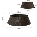 Dark brown hand-woven Christmas tree fence skirt with four trapezoid assembly panels - Small Dark Coffee Tree Collar (4-Piece Set)