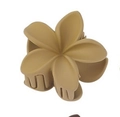 Matte ginger yellow plumeria flower hair claw clip with 4cm small shark grip - Matte Light Coffee