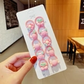 Set of 10 pink elastic hair ties with cute resin fruit and flower charms for girls - Candy Cherry (14#) / 10 Pieces Pack
