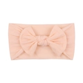 Soft nylon baby headband with large bow in apricot color for infant hair accessory - Apricot