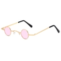 Retro small round steampunk sunglasses with gold metal frame and pink tinted lenses - Gold Frame Pink Lenses