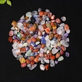 Mix of polished natural crystal stone chips including amethyst and quartz on black background - Rainbow Crystal / 7-9mm 100g