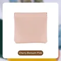 Cherry pink leather jewelry pouch with automatic squeeze metal closure and fine stitching - 8*8cm / Sakura Pink