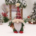 Nordic Christmas gnome plush with red plaid hat and green body holiday decoration - Green Body Doll Ornament