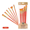 6-piece professional art brush set with red handles for acrylic and oil painting - 7Pcs Red Plastic Handle HB96HS / Red