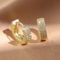 Chic gold-plated hoop earrings with rows of shimmering micro-pave crystals - White/Gold
