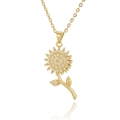Gouden draaiende zonnebloem hanger ketting met zirkonia voor dames - Stijl A (Groot)