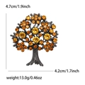 Black tree of life brooch with sparkling yellow and orange rhinestones, 4.7cm height - Yellow