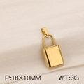 Golden stainless steel lock pendant diy jewelry accessory 18x10mm 3g weight - Rounded Square Lock (KP120417-Z)