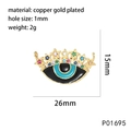 Ciondolo occhio del male placcato oro con zirconi colorati e smalto per fare gioielli - P01695 Occhio del Diavolo