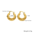 Detail view of 22mm gold high polished stainless steel C-shaped hoop earrings - 22mm Embossed Texture (E287) / Gold