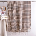 Detail of soft brown houndstooth scarf with tassels on hanger for autumn winter - Brown Houndstooth Type 2 (WT185-4)