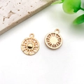 Golden sun totem alloy pendant charms for DIY jewelry making with solar ray texture - KC Gold Round Sun (18247)
