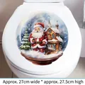 Christmas toilet lid sticker featuring a Santa snow globe and winter cottage scene - Crystal Ball Style 06