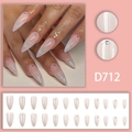 Roze gradient plaknagels met strass steentjes en glittereffect in amandelvorm - Aurora Nude Roze Gradiënt Strass Stijl (D712-Lijm Type)
