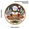 Round wooden Christmas door sign featuring snowman tree and Merry Christmas text - Wooden Winter Sign Snowman Merry Christmas Slogan