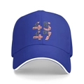 Blue baseball cap with stars and stripes printed numbers 45 and 47 on a white background - Blue