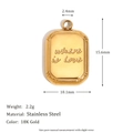 18K gold plated stainless steel rectangular pendant engraved with 'where is love' message - Where is Love Lettering Brick Pendant