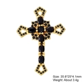 Golden cross pendant with black zircon inlays and retro copper frame 35.6x25mm - Style 82/Gold Black Zircon Cross/35.6*25*4.1mm