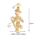Golden walking boy pendant with zircon stones and dimensions 25x14mm for DIY jewelry - Gold Figure Pave (K303117-Gold)
