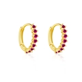 S925 sterling silver gold plated hoop earrings featuring eight round red cubic zirconia - 925 Silver / 18K Gold Rose Red