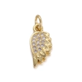 Detailed 18K gold-plated wing pendant featuring sparkling zircon crystals and a metal ring - Hollow Out Rhinestone Wings