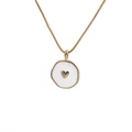 Collar chapado en oro con colgante de luna estrella corazón y esmalte blanco - Corazón Blanco