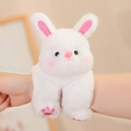 Cute white plush bunny snap bracelet toy with soft fur and pink embroidery details - Rabbit 23cm